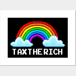 Tax the Rich - Retro Pixel Rainbow Posters and Art